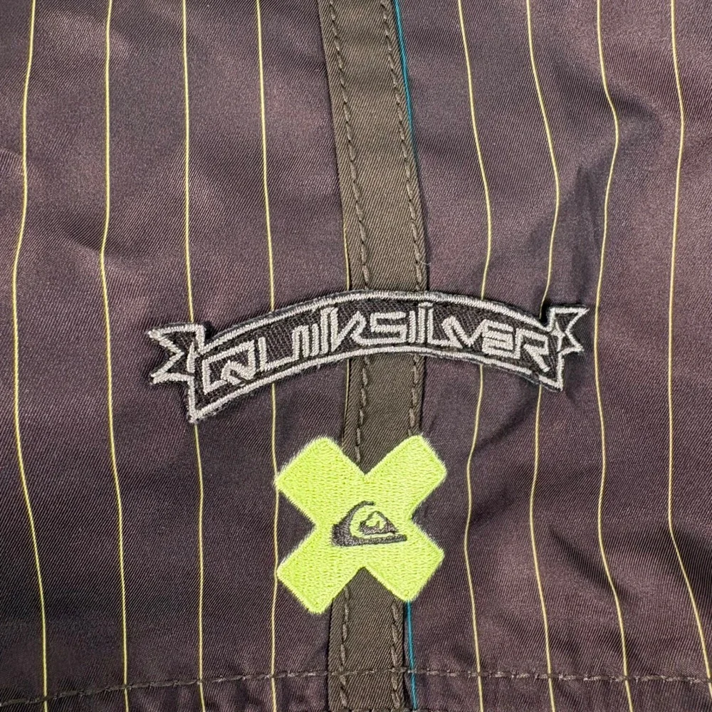 Quiksilver Board Shorts Brown Pinstripe Cargo Pocket Mens Swim Trunks 31